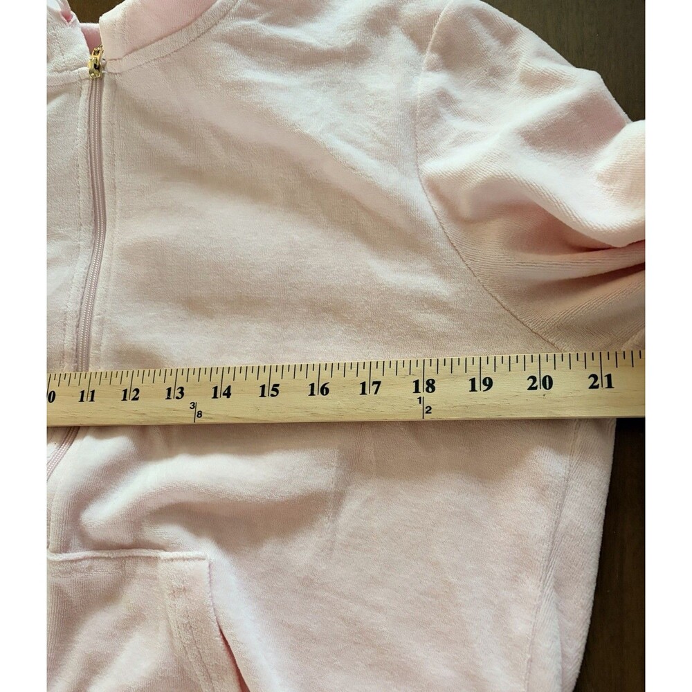 Juicy Couture Pink Velour Full Zip Hoodie Women XL Silver Zip Y2K Track Jacket - Picture 10 of 11